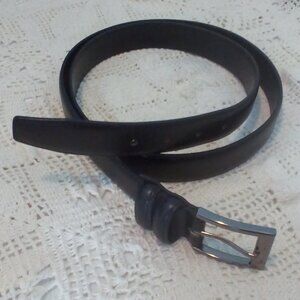 MIO MARINO COLLECTION 46" GENUINE LEATHER ADJUSTABLE BLACK SILVER TONE BUCKLE